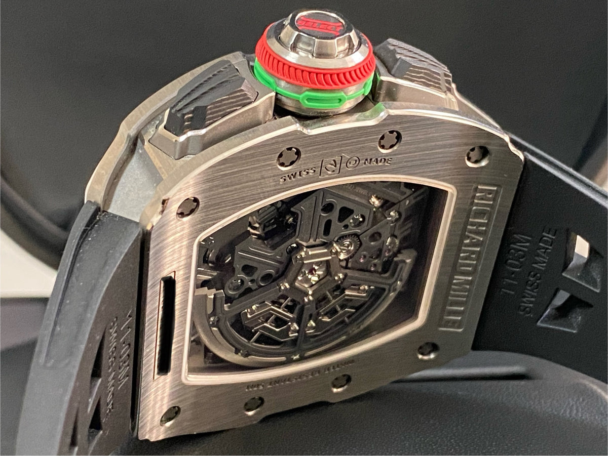 Richard Mille Split-Seconds Chronograph Titanium - 2023 - Skeleton Arabic Dial - Rubber Bracelet - RM65-01 *COMPLETE SET*