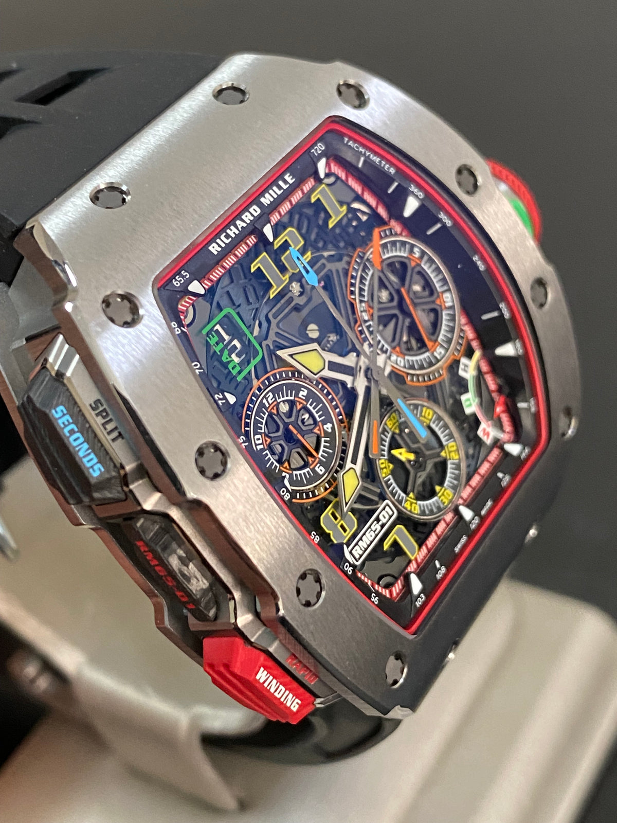 Richard Mille Split-Seconds Chronograph Titanium - 2023 - Skeleton Arabic Dial - Rubber Bracelet - RM65-01 *COMPLETE SET*