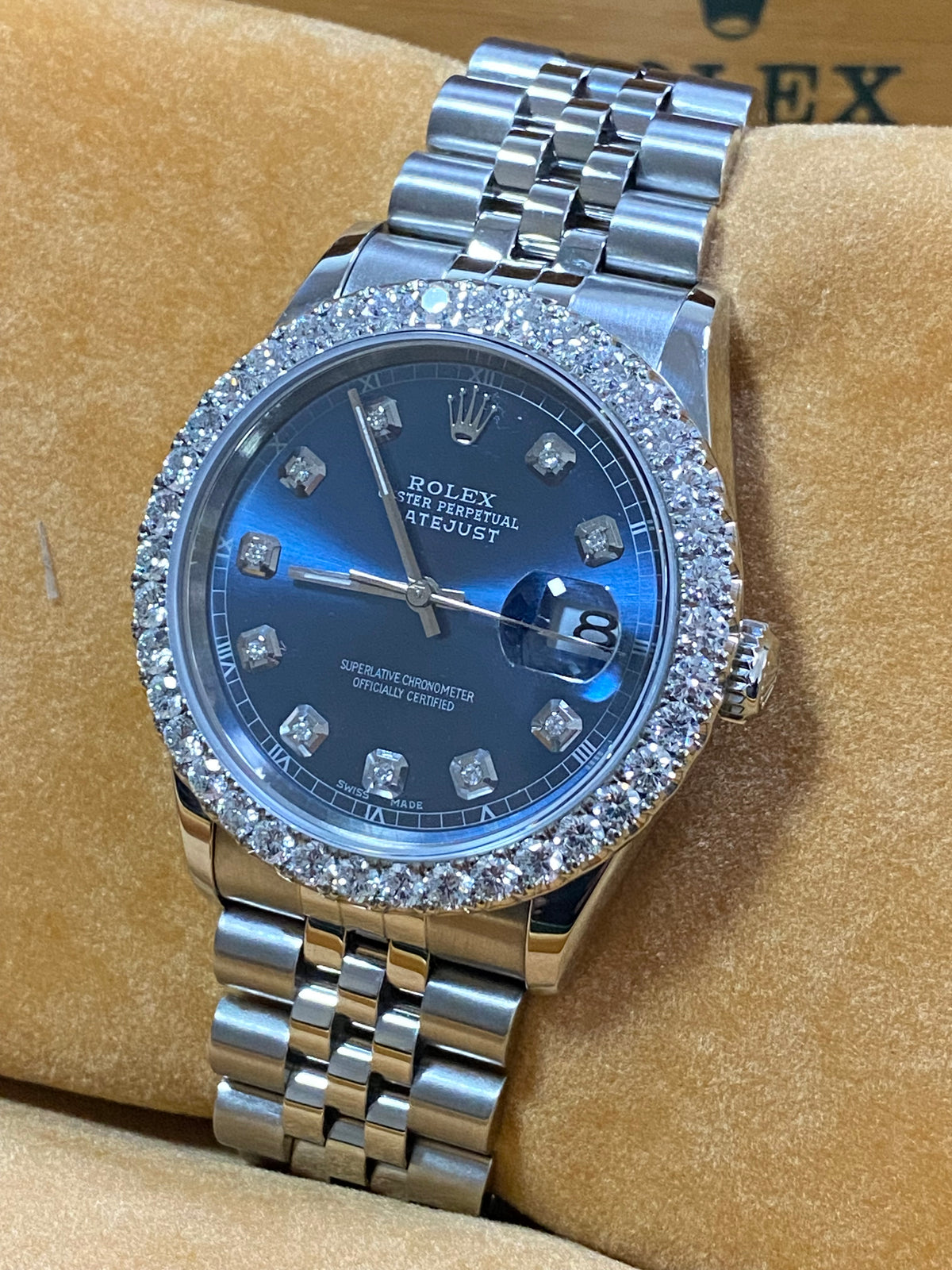 Rolex Steel Datejust 36 - W Serial - Diamond Bezel - Blue Diamond Dial - Jubilee Bracelet - 16234