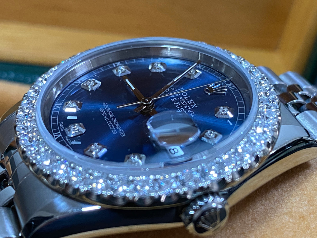 Rolex Steel Datejust 36 - W Serial - Diamond Bezel - Blue Diamond Dial - Jubilee Bracelet - 16234