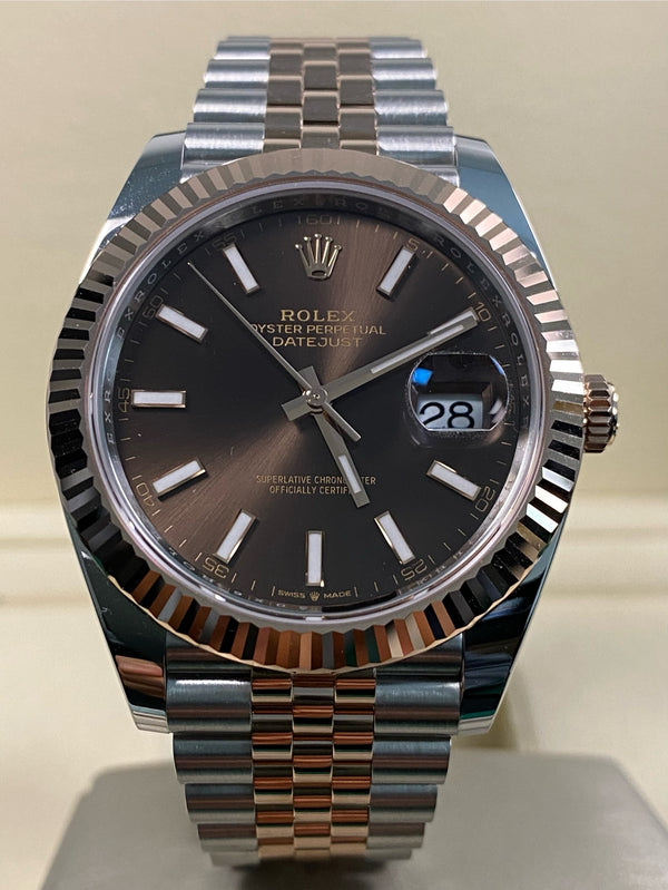 Rolex Steel & Everose Gold Datejust 41 - 2025 - Fluted Bezel - Chocolate Index Dial - Jubilee Bracelet - 126331 *FULL SET*