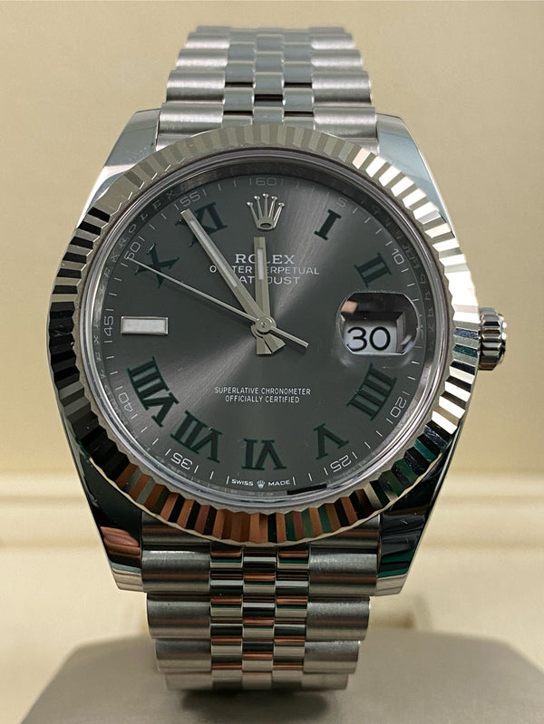 Rolex Steel Datejust 41 - 2025 - Fluted Bezel - "Wimbledon" Dial - Jubilee Bracelet - 126334 *FULL SET*