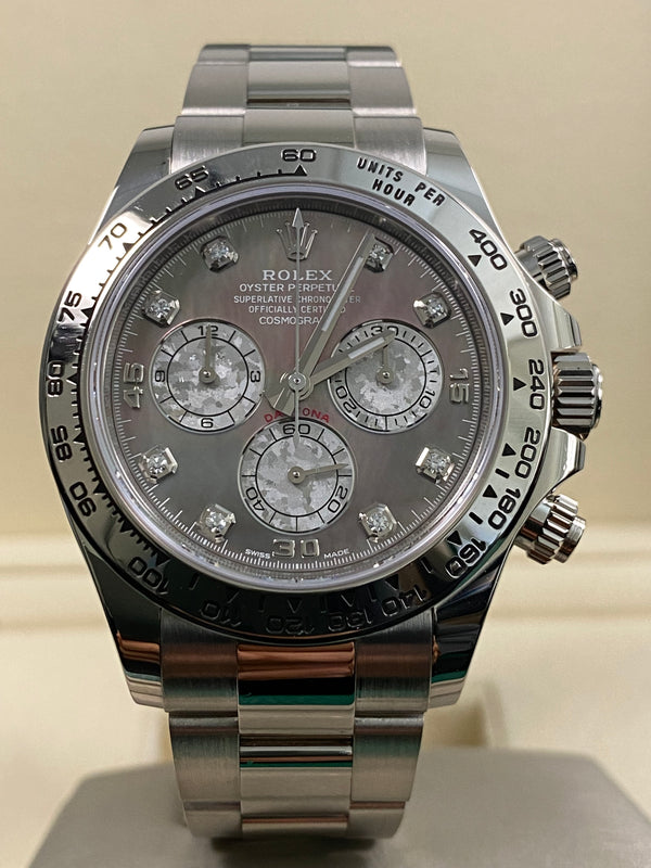 Rolex White Gold Cosmograph Daytona - 2020 - Tahitian Mother-Of-Pearl Diamond Dial - 116509 *FULL SET*