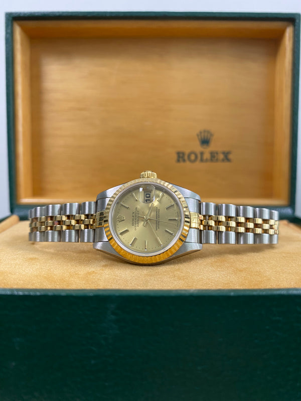 Rolex Steel & Yellow Gold Lady-Datejust 26 - K serial - Fluted Bezel - Champagne Index Dial - Jubilee Bracelet - 79173