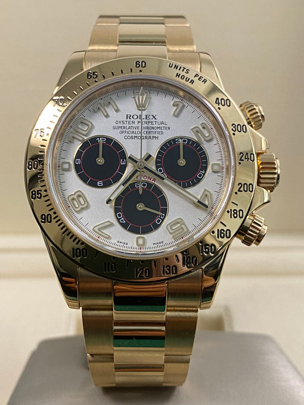Rolex Yellow Gold Cosmograph Daytona - "Panda Racing Dial" - 116528