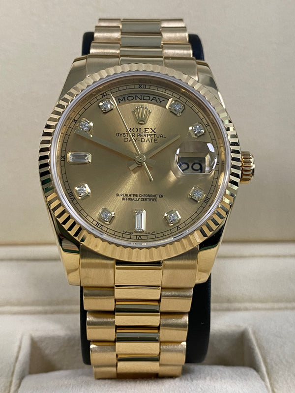 Rolex Day-Date 36 - 2010 - Champagne Diamond Dial  - 118238 *FULL SET*