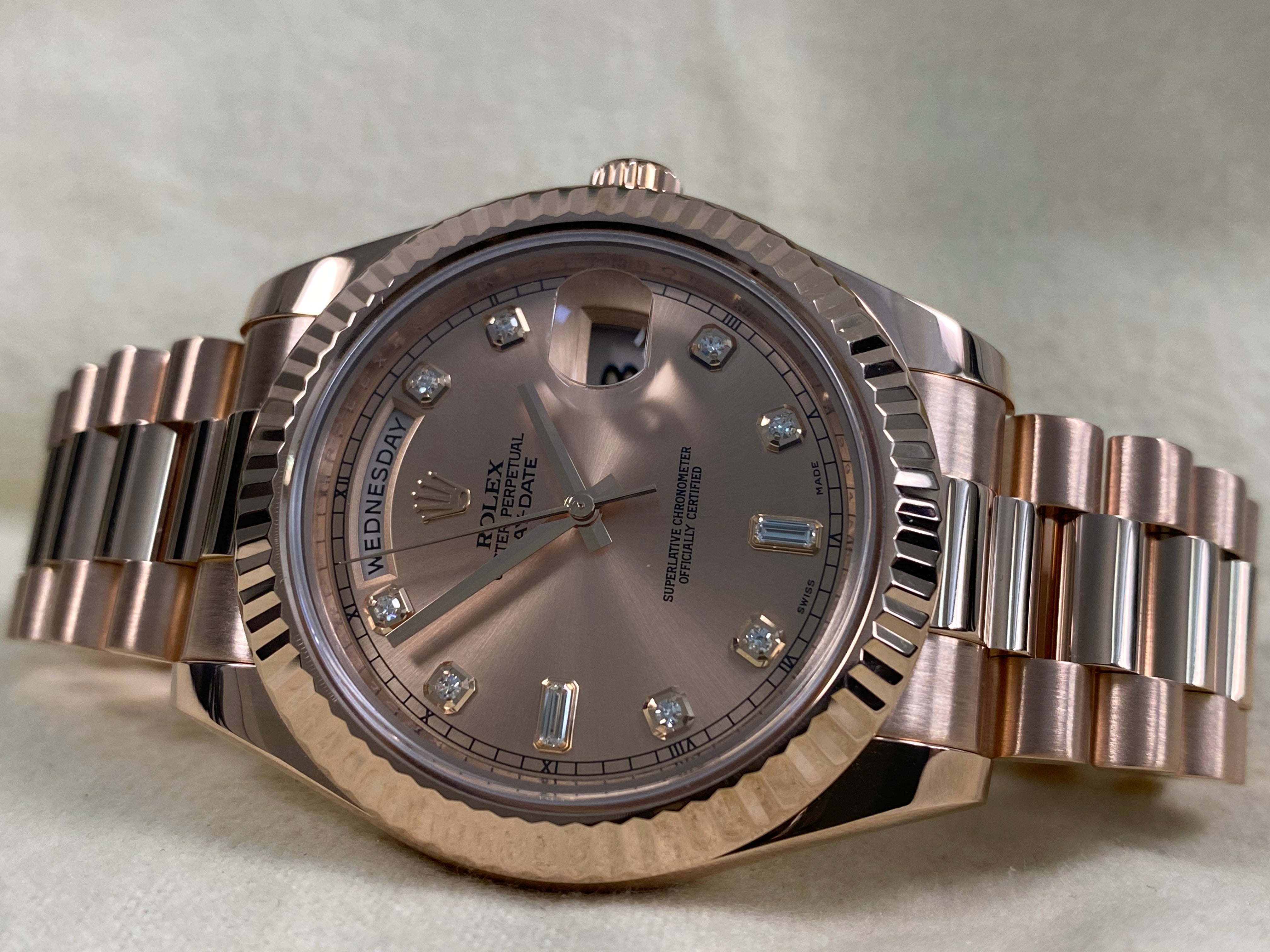 Rolex Day-Date II - 2013 - Pink Diamond Dial - 218235 *FULL SET
