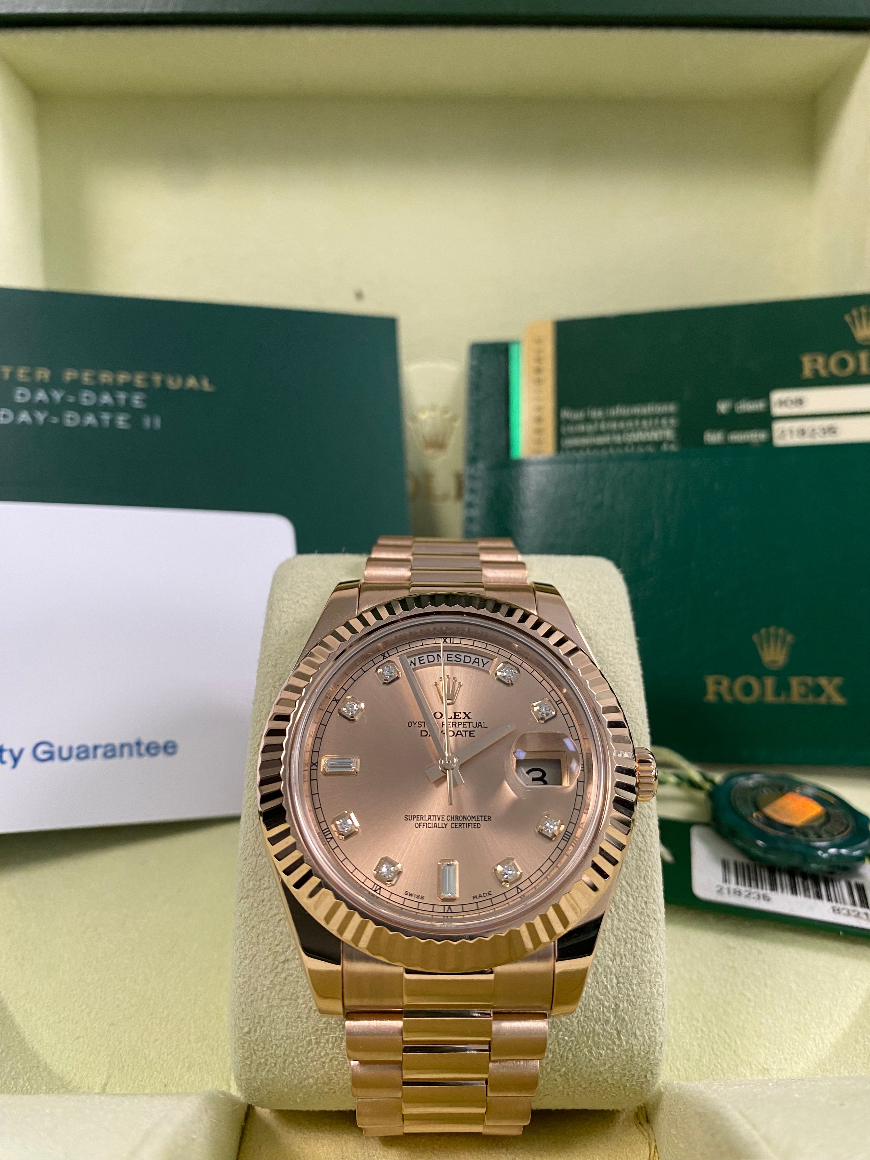 Rolex Day-Date II - 2013 - Pink Diamond Dial - 218235 *FULL SET