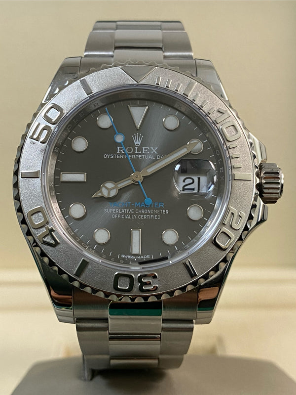 Rolex Steel & Platinum Yacht-Master 40 - 2017 - Dark Rhodium Dial - 116622 *FULL SET*