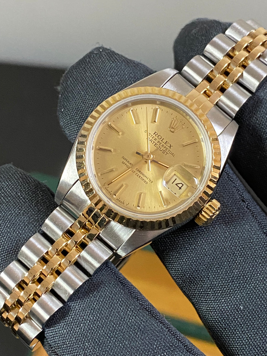 Rolex Two Tone Lady-Datejust - X Serial- Fluted Bezel - Champagne Index Dial - Jubilee Bracelet - 69173