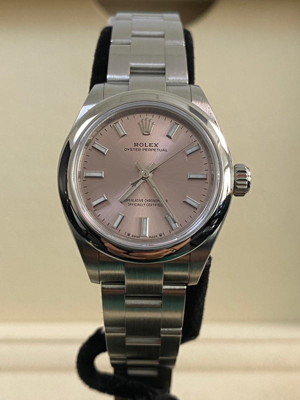 Rolex Oyster Perpetual 28 - 2022 - Domed Bezel - Pink Index Dial - Oyster Bracelet - 276200 *FULL SET*