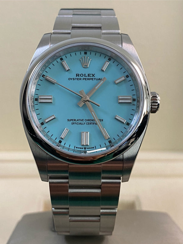 Rolex Steel Oyster Perpetual 36 - 2023 - Domed Bezel - "Tiffany" Dial - 126000 *FULL SET*