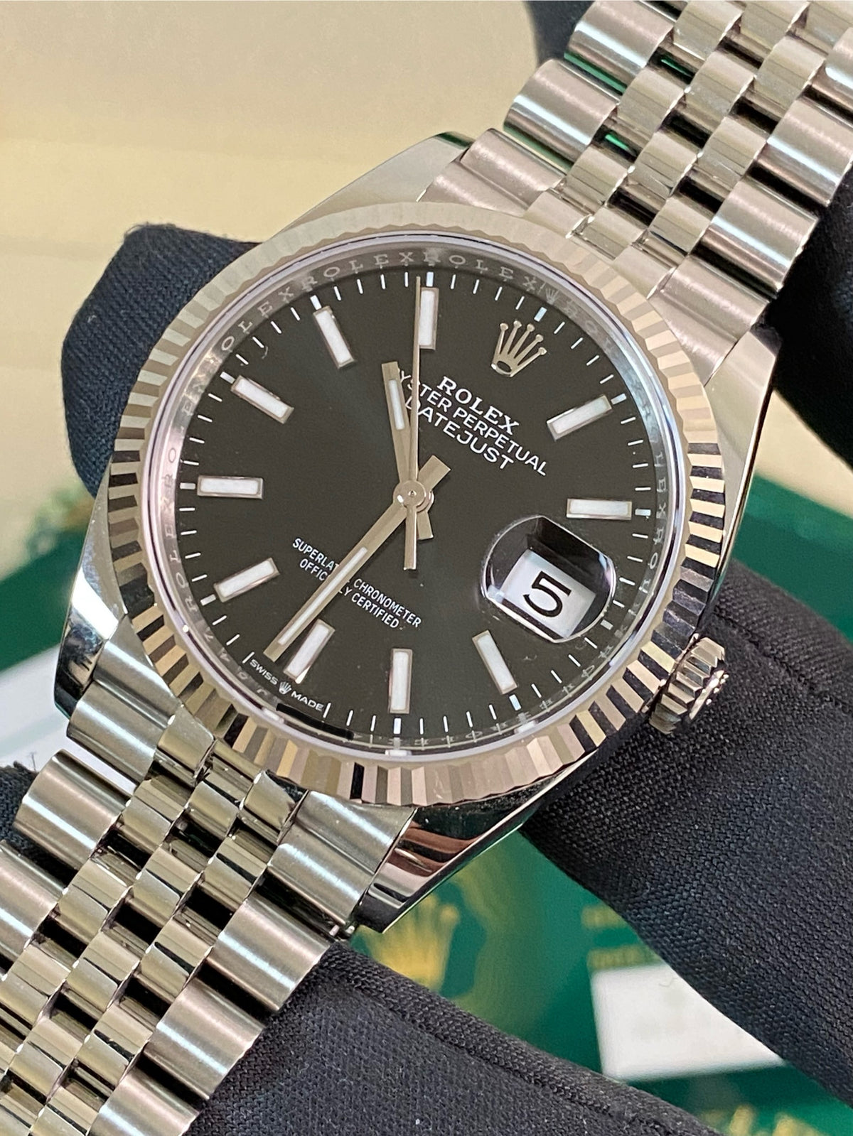 Rolex Steel Datejust 36 - 2024 - Fluted Bezel - Black Index Dial - Jubilee Bracelet - 126234 *FULL SET*