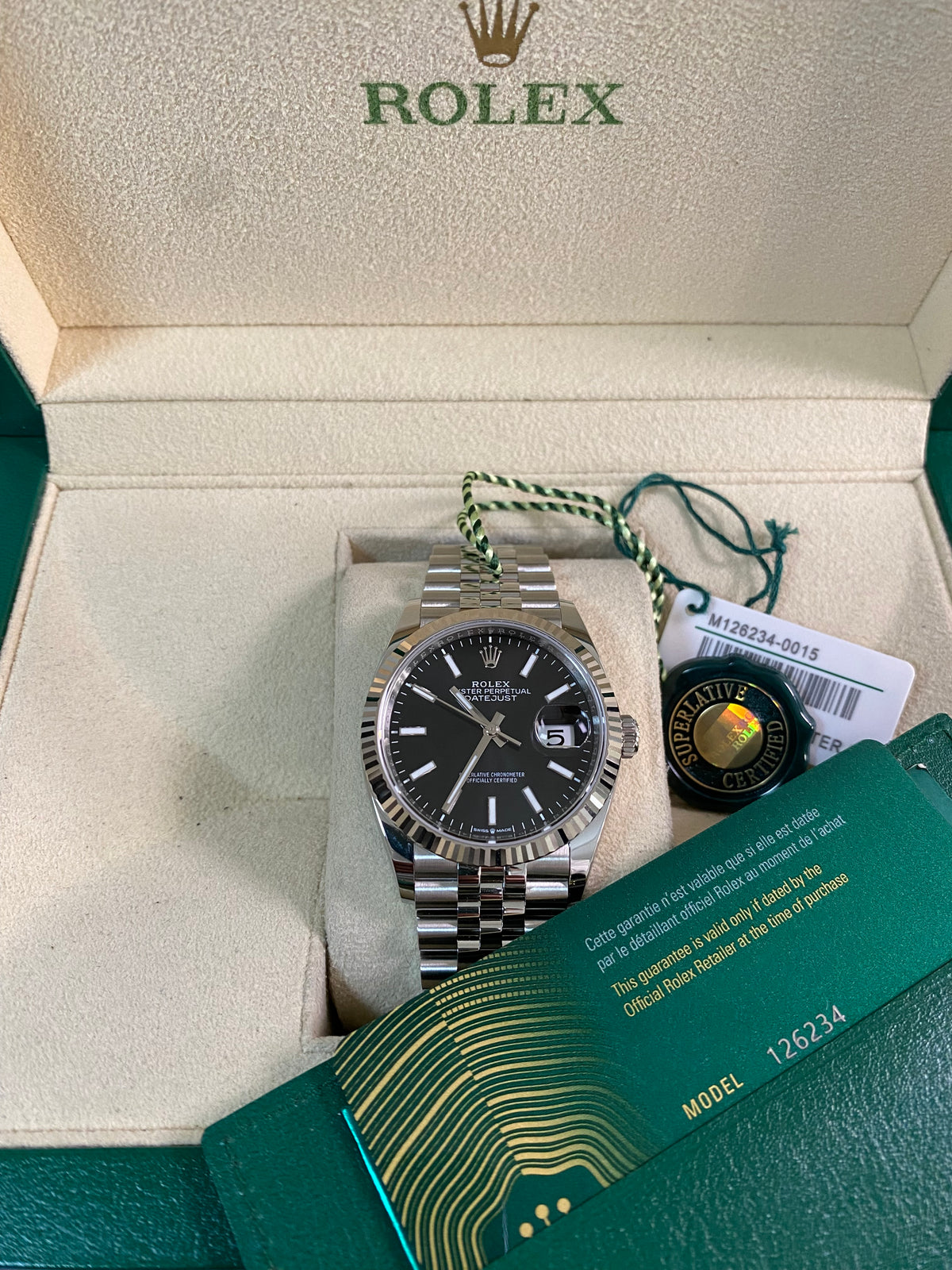 Rolex Steel Datejust 36 - 2024 - Fluted Bezel - Black Index Dial - Jubilee Bracelet - 126234 *FULL SET*