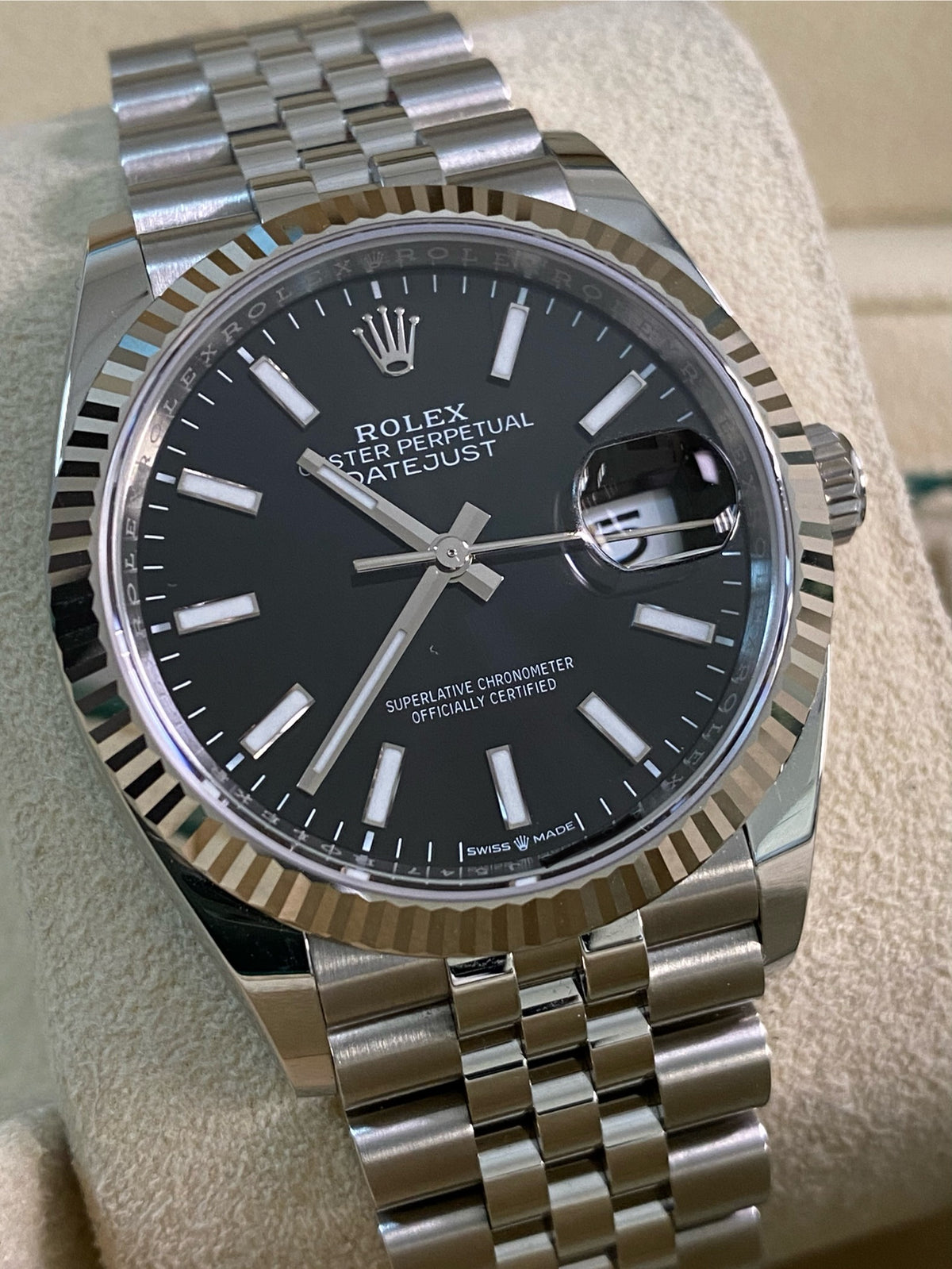 Rolex Steel Datejust 36 - 2024 - Fluted Bezel - Black Index Dial - Jubilee Bracelet - 126234 *FULL SET*