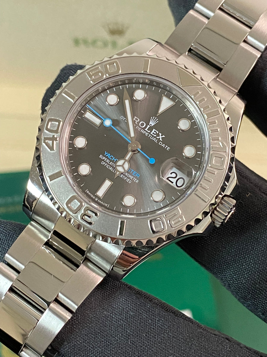 Rolex Steel and Platinum Rolesium Yacht-Master 37 - 2024 - Dark Rhodium Dial - 268622 *FULL SET*