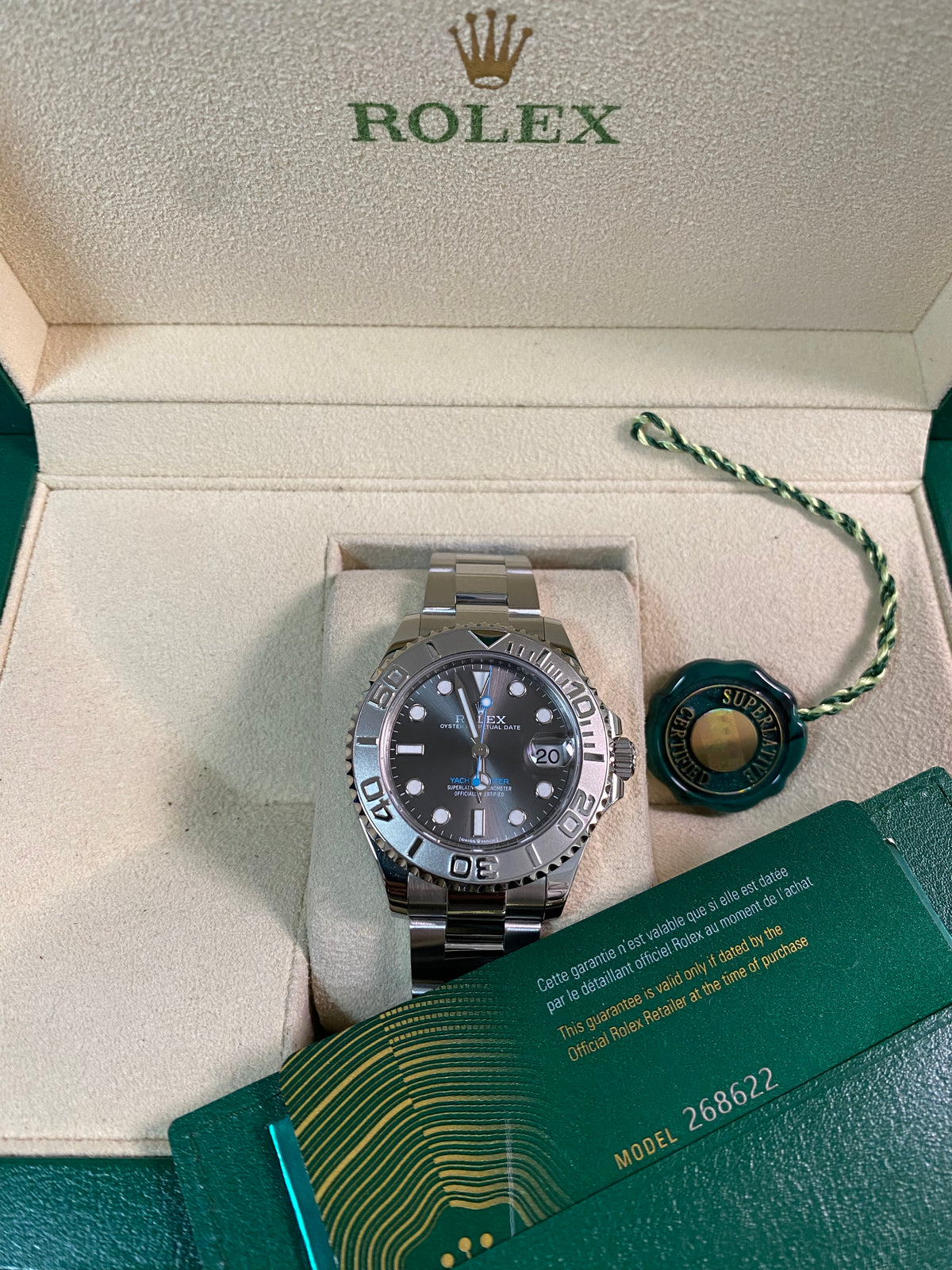 Rolex Steel and Platinum Rolesium Yacht-Master 37 - 2024 - Dark Rhodium Dial - 268622 *FULL SET*