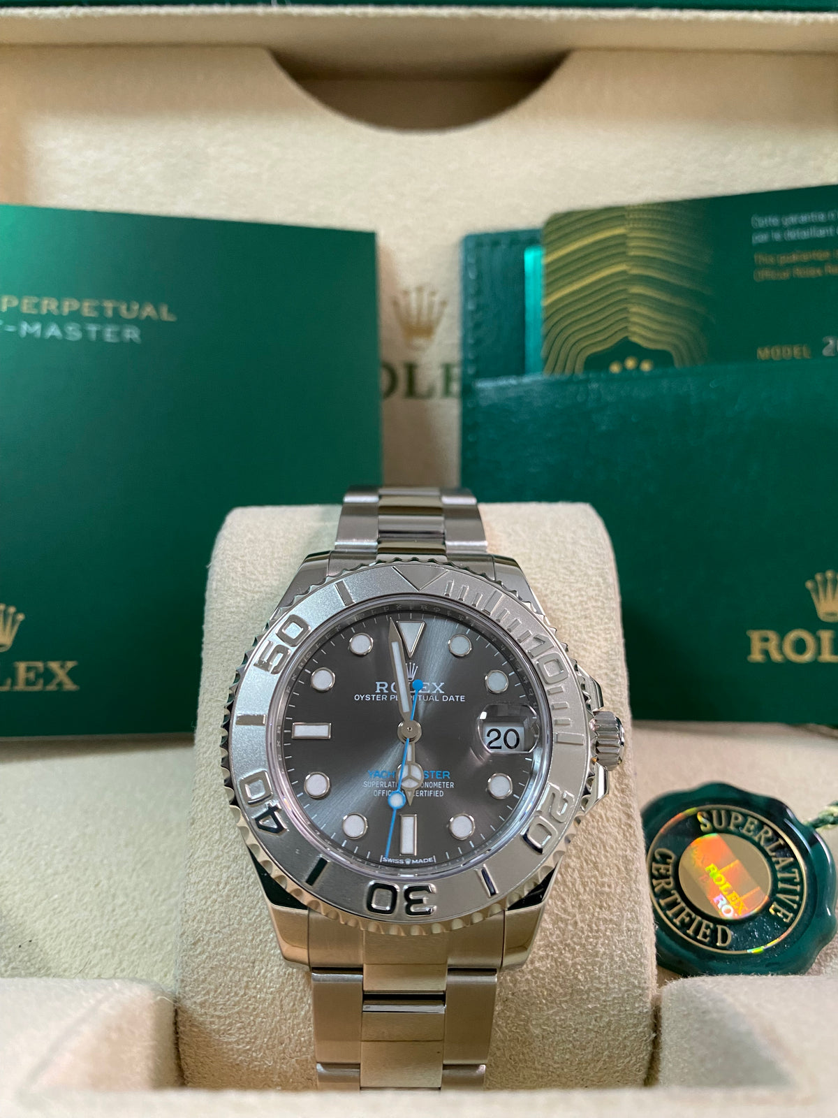 Rolex Steel and Platinum Rolesium Yacht-Master 37 - 2024 - Dark Rhodium Dial - 268622 *FULL SET*