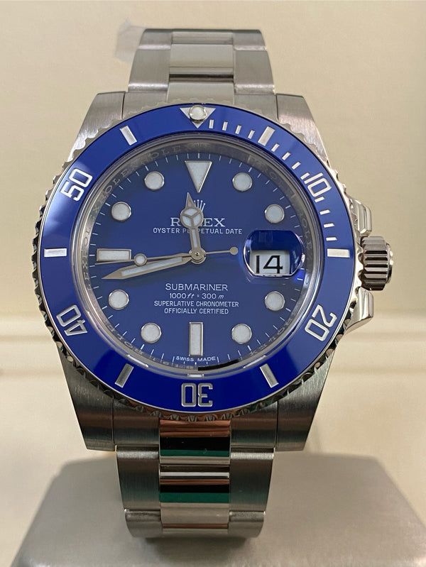 Rolex White Gold Submariner Date - 2014 - "Smurf" - 116619LB *FULL SET*
