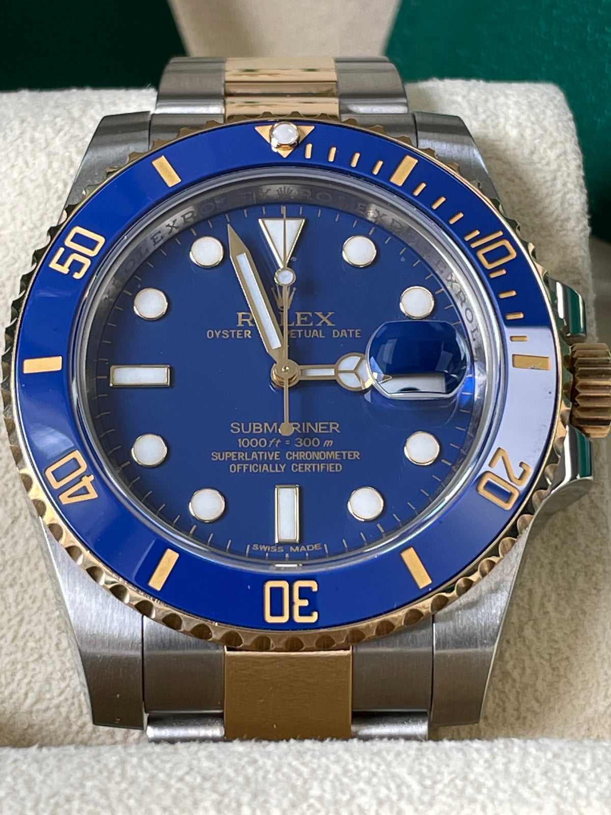 Rolex Steel and Gold Submariner Date - G Serial - Flat Blue Dial - 116613LB