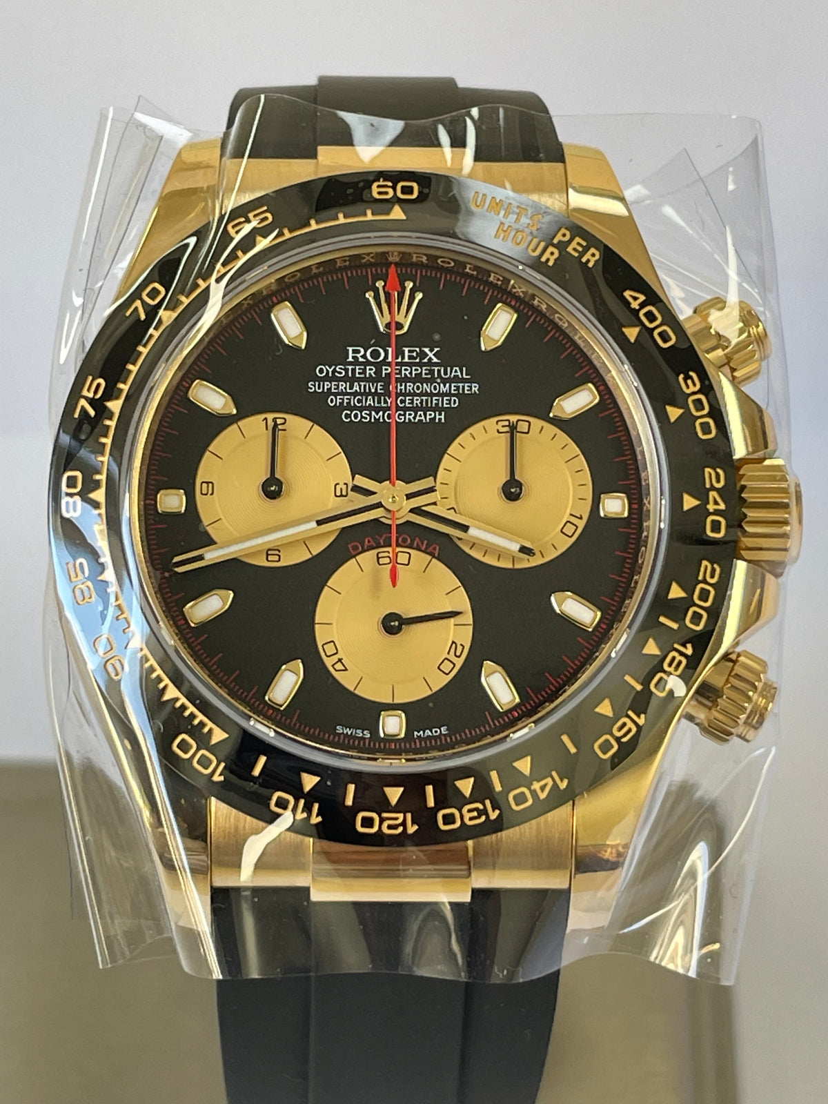 Rolex Yellow Gold Cosmograph Daytona - 2023 - "Paul Newman" - Black Champagne Dial - Black Oysterflex Strap - 116518LN