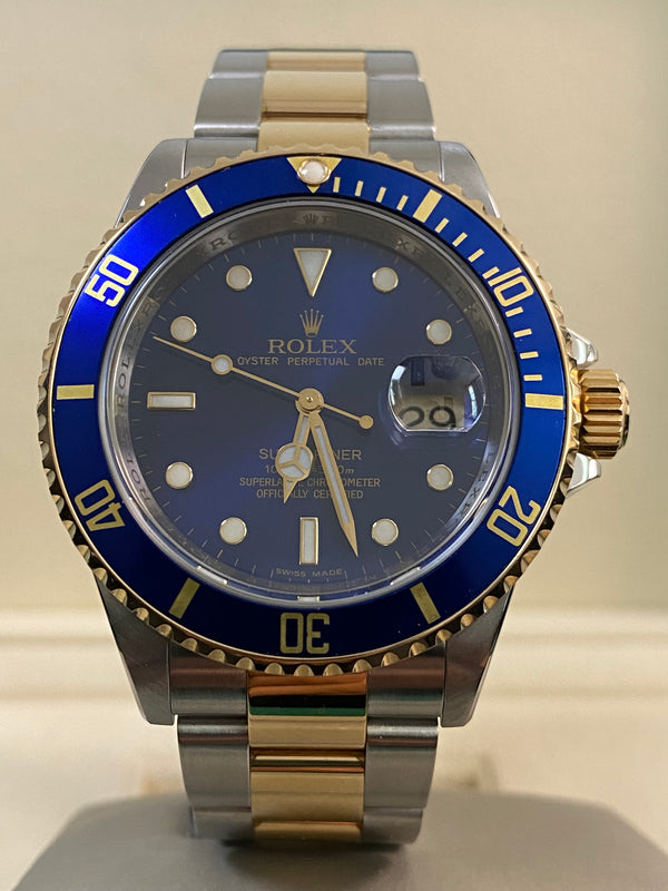 Rolex Steel  & Yellow Gold Submariner Date - 2008 - "Bluesy" Pre Ceramic Bezel - 16613 *FULL SET*
