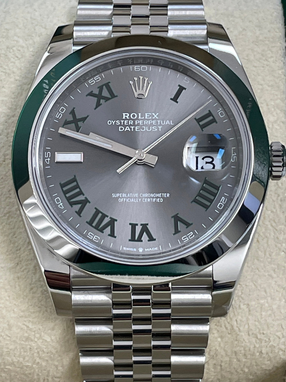 Rolex Steel Datejust 41 - 2023 - Smooth Bezel - "Wimbledon" Dial - Jubilee Bracelet - 126300