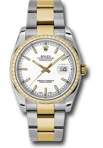Rolex Steel and Yellow Gold Rolesor Datejust 36 Watch - 52 Diamond Bezel - White Index Dial - Oyster Bracelet - 116243 wio