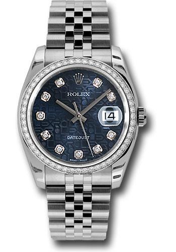 Rolex Steel and White Gold Datejust 36 Watch - 52 Diamond Bezel - Blue Jubilee Diamond Dial - Jubilee Bracelet - 116244 bljdj