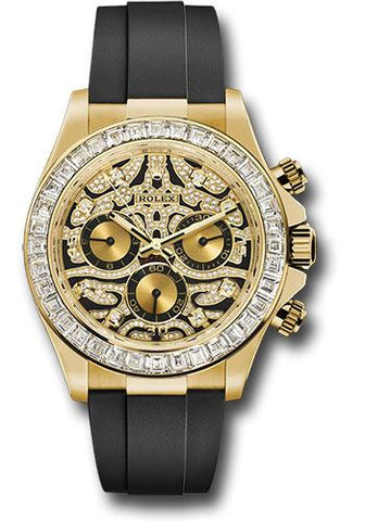 Rolex Yellow Gold Cosmograph Daytona 40 Watch - Diamond Bezel - Eye of the Tiger Dial - Black Oysterflex Strap - 116588 TBR-003