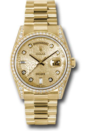 Rolex Yellow Gold Day-Date 36 Watch -  Bezel - Champagne Jubilee Diamond Dial - President Bracelet - 118388 chjdp