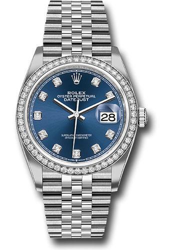 Rolex Steel Datejust 36 Watch - Diamond Bezel - Blue Diamond Dial - Jubilee Bracelet - 2019 Release - 126284RBR bldj