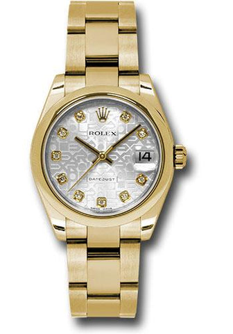 Rolex Yellow Gold Datejust 31 Watch - Domed Bezel - Silver Jubilee Diamond Dial - Oyster Bracelet - 178248 sjdo