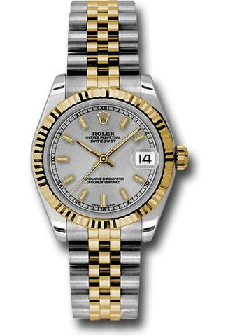 Rolex Steel and Yellow Gold Datejust 31 Watch - Fluted Bezel - Silver Index Dial - Jubilee Bracelet - 178273 sij
