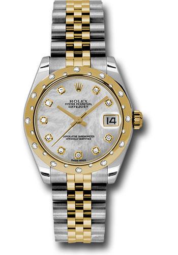 Rolex Steel and Yellow Gold Datejust 31 Watch - 24 Diamond Bezel - Mother-Of-Pearl Diamond Dial - Jubilee Bracelet - 178343 mdj