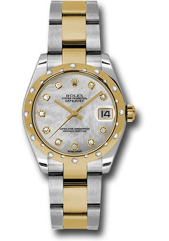 Rolex Steel and Yellow Gold Datejust 31 Watch - 24 Diamond Bezel - Mother-Of-Pearl Diamond Dial - Oyster Bracelet - 178343 mdo