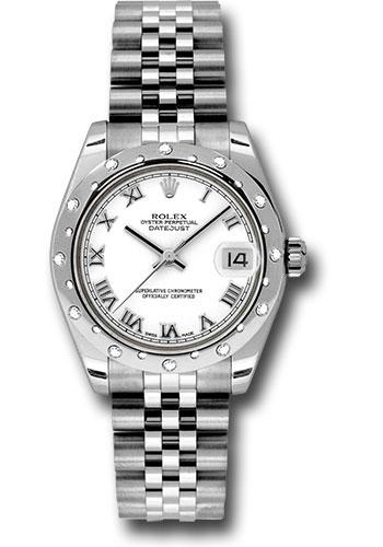 Rolex Steel and White Gold Datejust 31 Watch - 24 Diamond Bezel - White Roman Dial - Jubilee Bracelet - 178344 wrj
