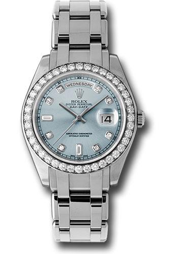 Rolex Platinum Day-Date Special Edition 39 Watch - 40 Diamond Bezel - Glacier Blue Diamond Dial - 18946 glad