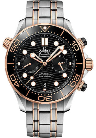Omega Seamaster Diver 300M Omega Co-Axial Master Chronometer Chronograph - 44 mm Sedna Gold Case - Black Dial - Steel And Sedna Gold Bracelet - 210.20.44.51.01.001