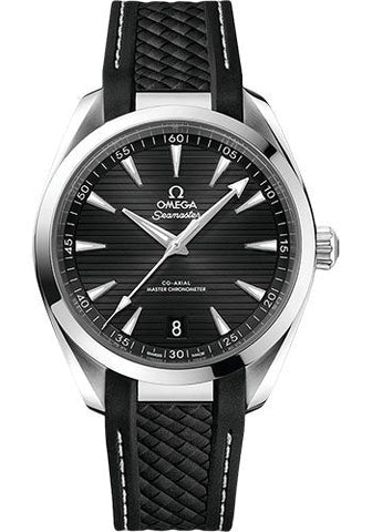 Omega Aqua Terra 150M Co-Axial Master Chronometer Watch - 41 mm Steel Case - Black Dial - Black Structured Rubber Strap - 220.12.41.21.01.001