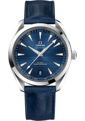 Omega Aqua Terra 150M Co-Axial Master Chronometer Watch - 41 mm Steel Case - Blue Dial - Blue Leather Strap - 220.13.41.21.03.001