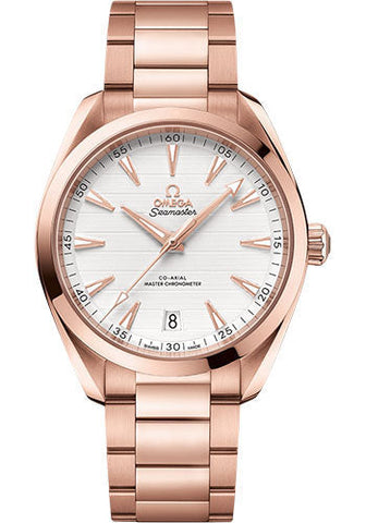 Omega Aqua Terra 150M Co-Axial Master Chronometer Watch - 41 mm Sedna Gold Case - Silvery Dial - Brushed And Polished Sedna Gold Bracelet - 220.50.41.21.02.001