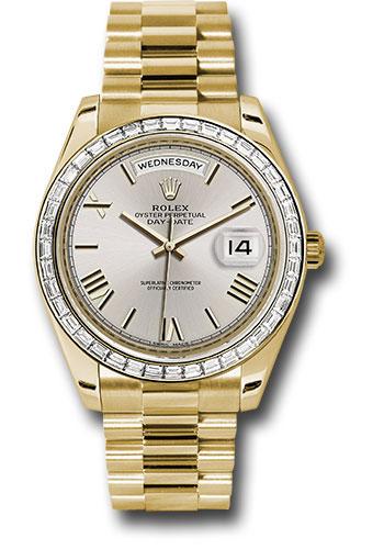 Rolex Yellow Gold Day-Date 40 Watch -  Bezel - Silver Bevelled Roman Dial - President Bracelet - 228398TBR sdrp