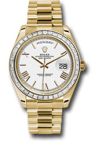Rolex Yellow Gold Day-Date 40 Watch -  Bezel - White Bevelled Roman Dial - President Bracelet - 228398TBR wrp