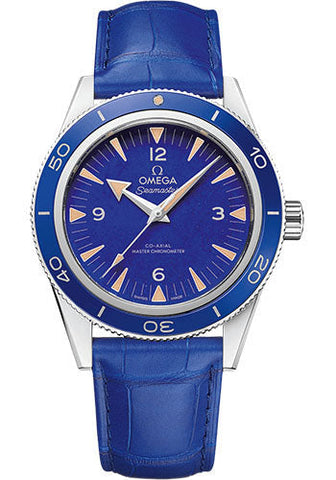Omega Seamaster 300 Omega Co-Axial Master Chronometer - 41 mm Platinum Case - Deep Blue Dial - Blue Leather Strap - 234.93.41.21.99.002