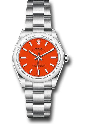 Rolex Oyster Perpetual 31 Watch - Domed Bezel - Coral Red Index Dial - Oyster Bracelet - 2020 Release - 277200 reio