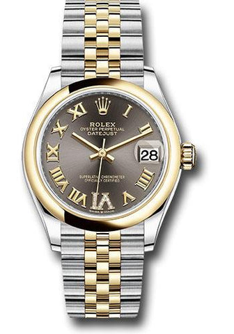 Rolex Steel and Yellow Gold Datejust 31 Watch - Domed Bezel - Dark Grey Diamond Roman Six Dial - Jubilee Bracelet - 278243 dkgdr6j