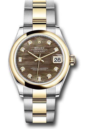 Rolex Steel and Yellow Gold Datejust 31 Watch - Domed Bezel - Dark Mother-of-Pearl Diamond Dial - Oyster Bracelet - 278243 dkmdo