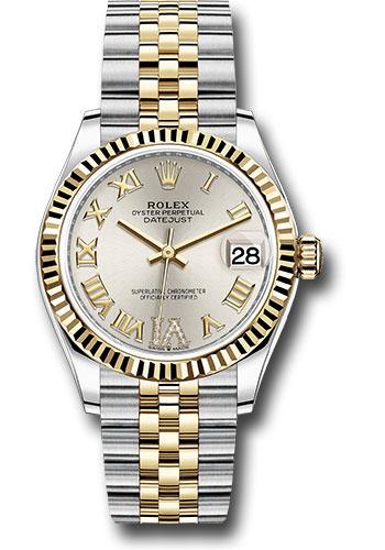 Rolex Steel and Yellow Gold Datejust 31 Watch - Fluted Bezel - Silver Diamond Roman Six Dial - Jubilee Bracelet - 278273 sdr6j