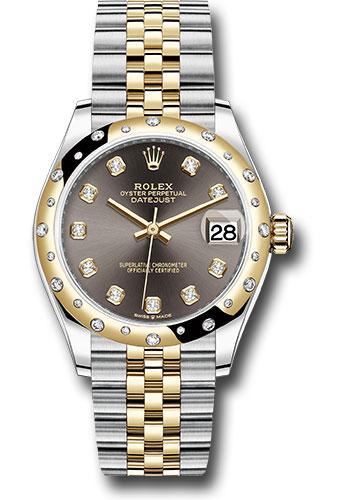 Rolex Steel and Yellow Gold Datejust 31 Watch - Domed Diamond Bezel - Dark Grey Diamond Dial - Jubilee Bracelet - 278343 dkgdj